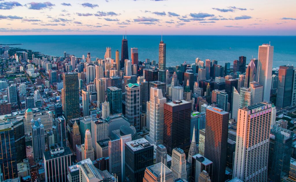 Image: City architecture and skyscrapers near waterfront