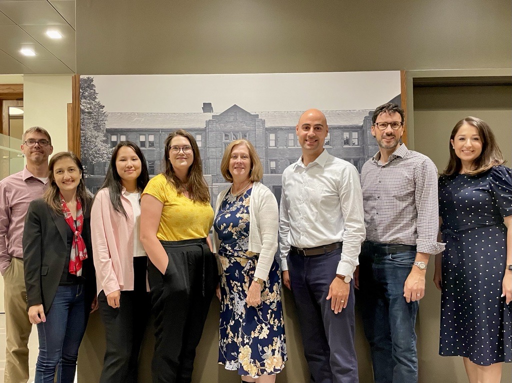 From left to right: Michael Benton, Shatha Qaqish-Clavering, Katherine (intern), Grace Nosek, Consul General Susan Crystal, Christopher Lawson, David Sinton